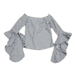 MLM Gingham Waterfall Sleeve Top XS